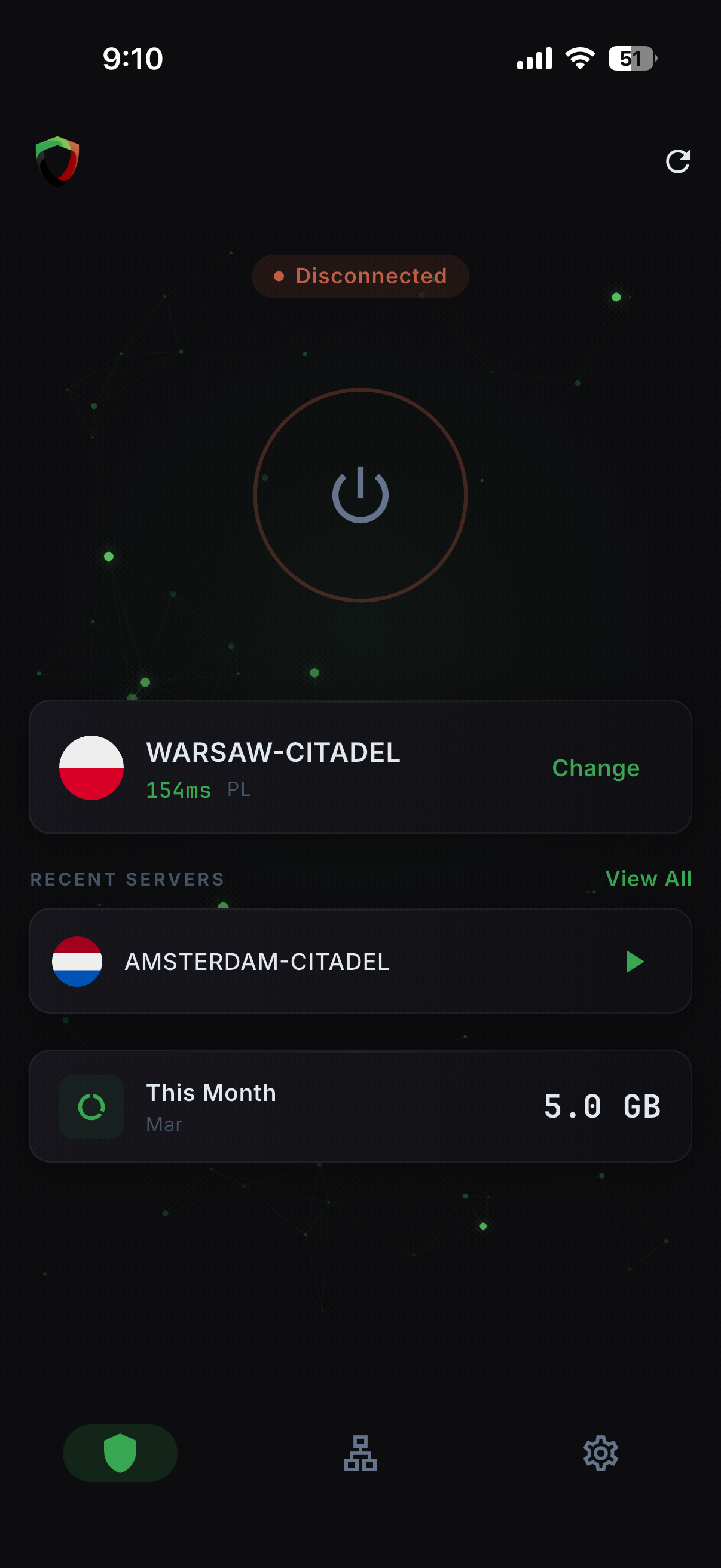 VeloGuardian VPN disconnected state