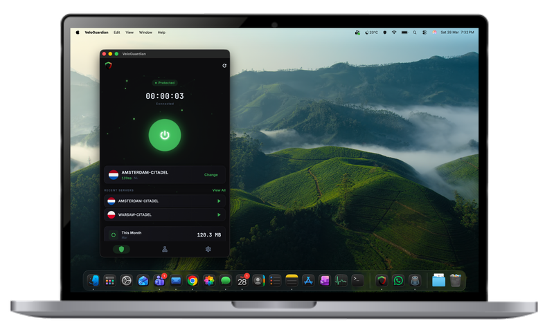 VeloGuardian VPN connected on macOS