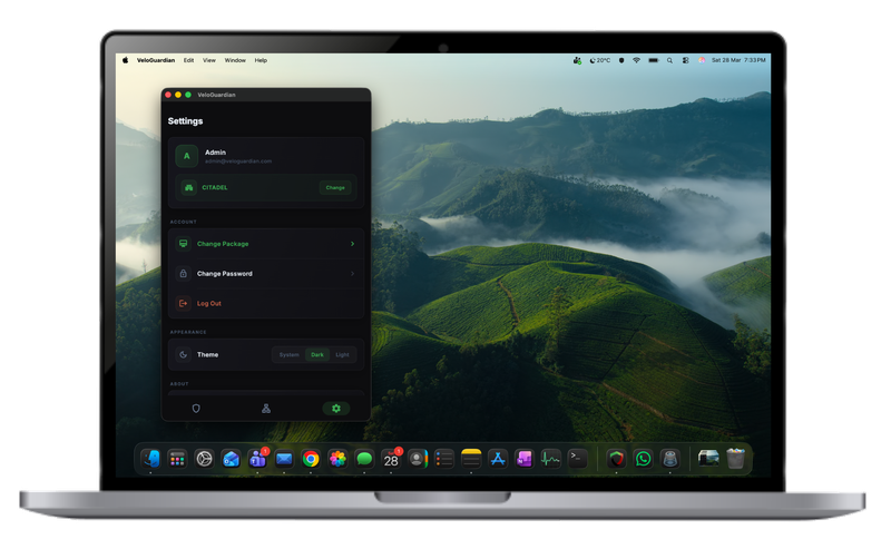 VeloGuardian VPN settings on Mac